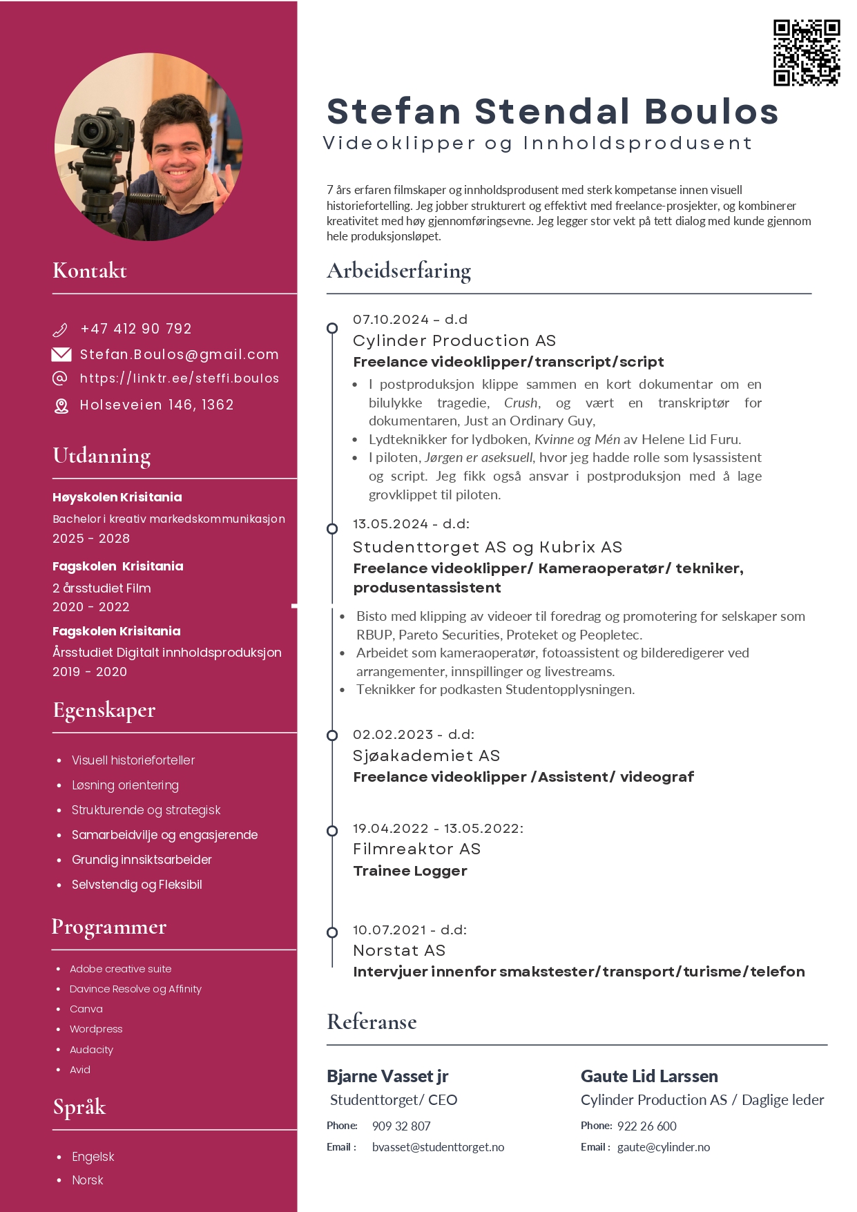 Arbeidsprøve – Stefan Boulos - Videoklipper | Innholdsprodusent | Kameraoperatør