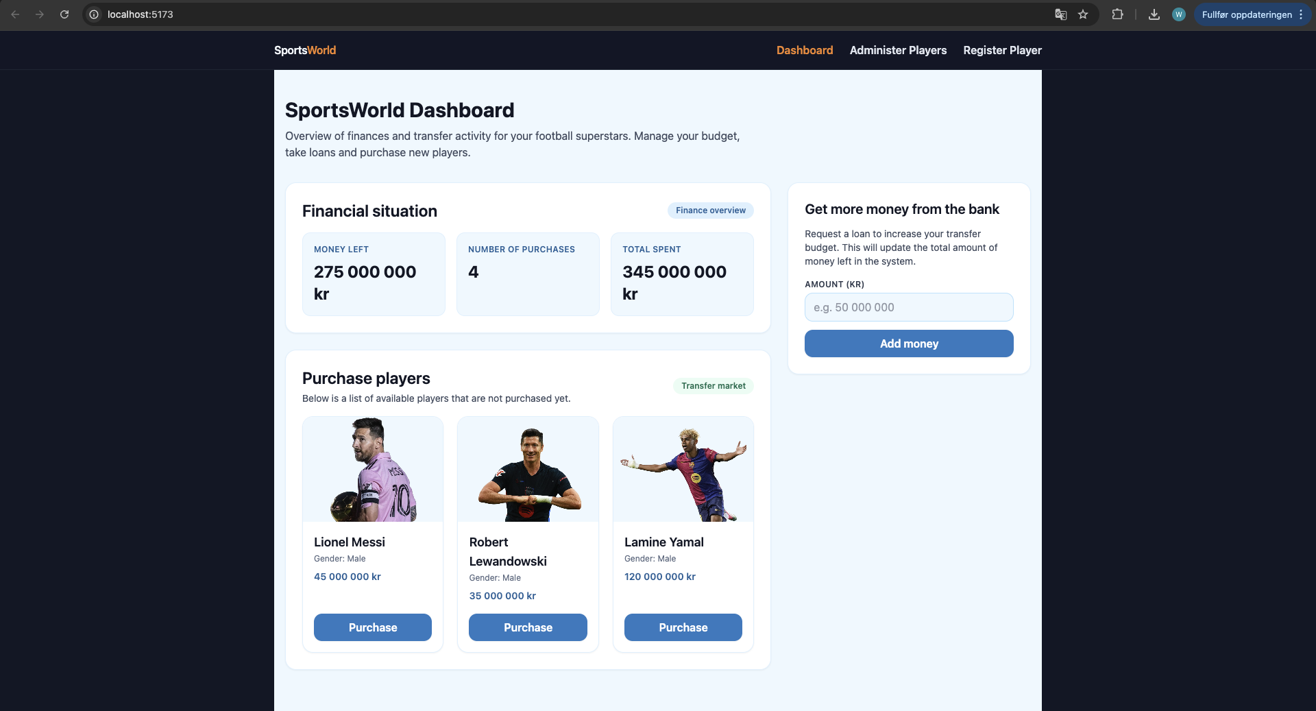 Arbeidsprøve – fulltid Student som spesialiserer seg i Fullstack-utvikling